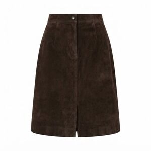 90s Genuine Leather Pencil Skirt Vintage Snap-Front Moto Y2K Brown Sz 9/10